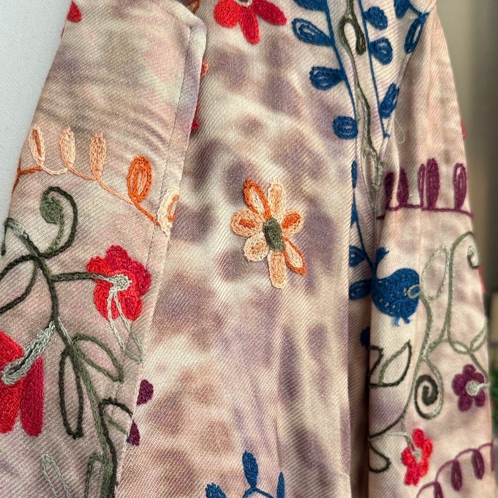 John Mark Floral Embroidered Blazer with Multicolor Design 100% Rayon NWOT - Picture 3 of 15